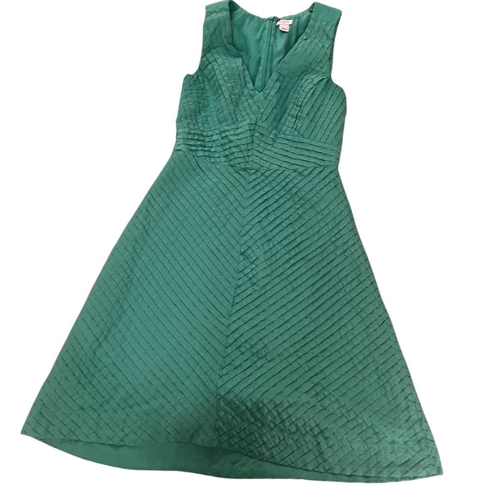 J.Crew Size 2 Green V-Neck A-line Midi Sundress